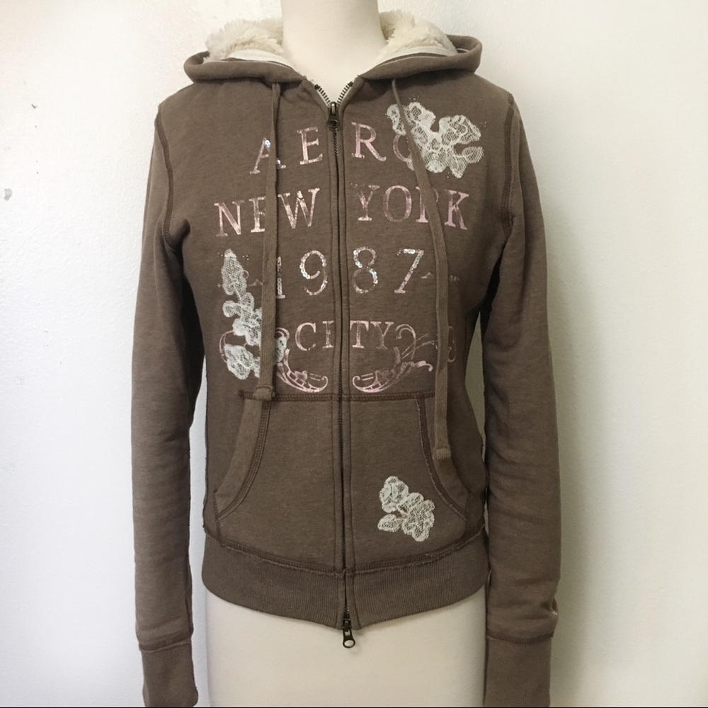 Aeropostale Brown/Pink Zip-Up Jacket